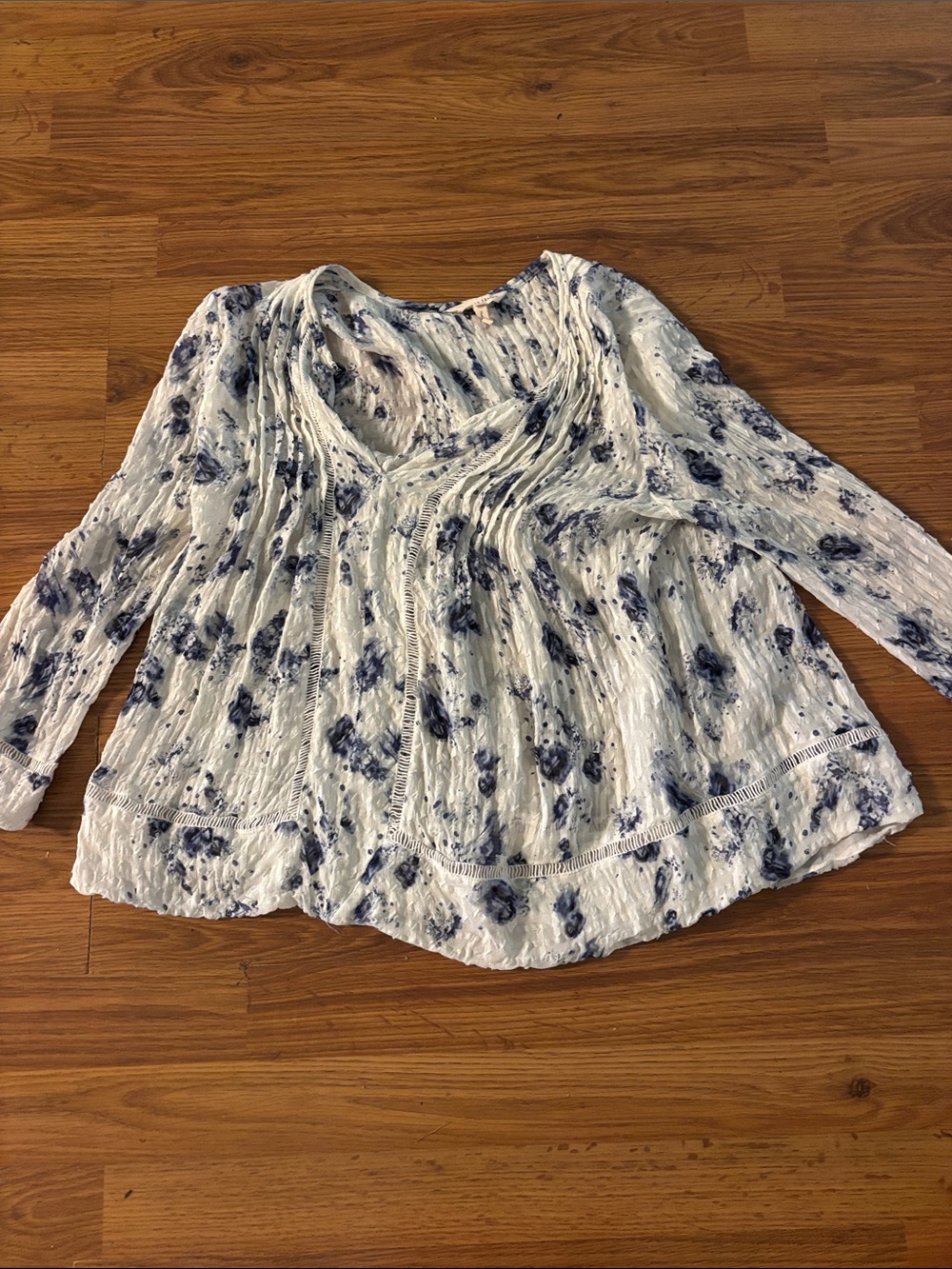 Rebecca Taylor Silk / Cotton Tunic with Blue Floral Print